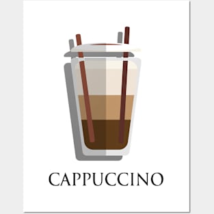 Iced Cold Cappuccino coffee front view flat design style Posters and Art